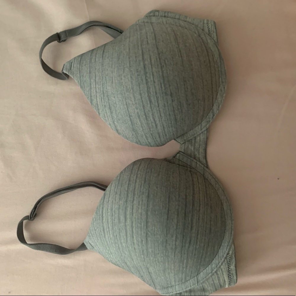 grey victoria secret push up bra